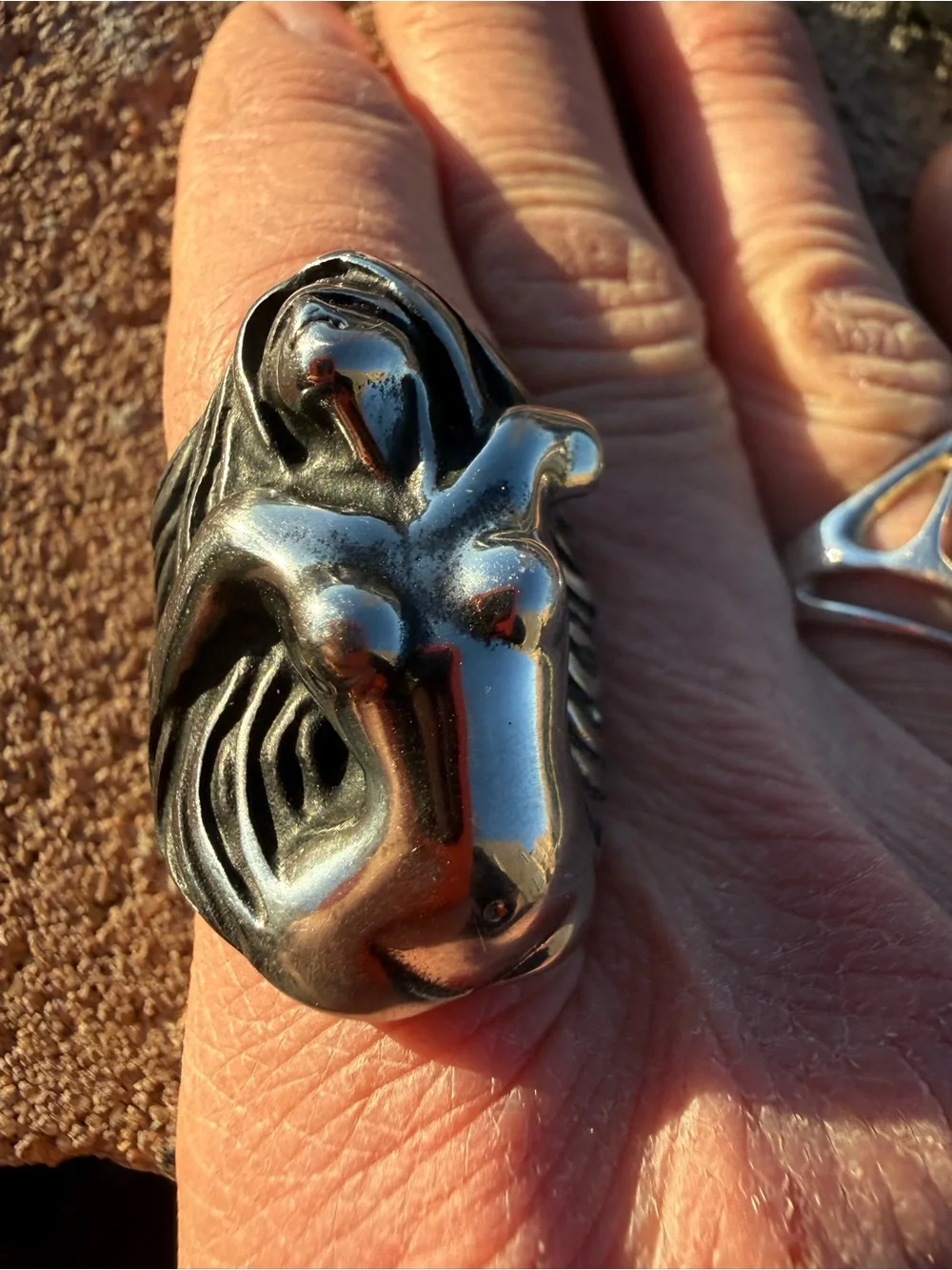Vintage Sculptural Nude Goddess Silver Tone Statement Ring SZ 10 NEW